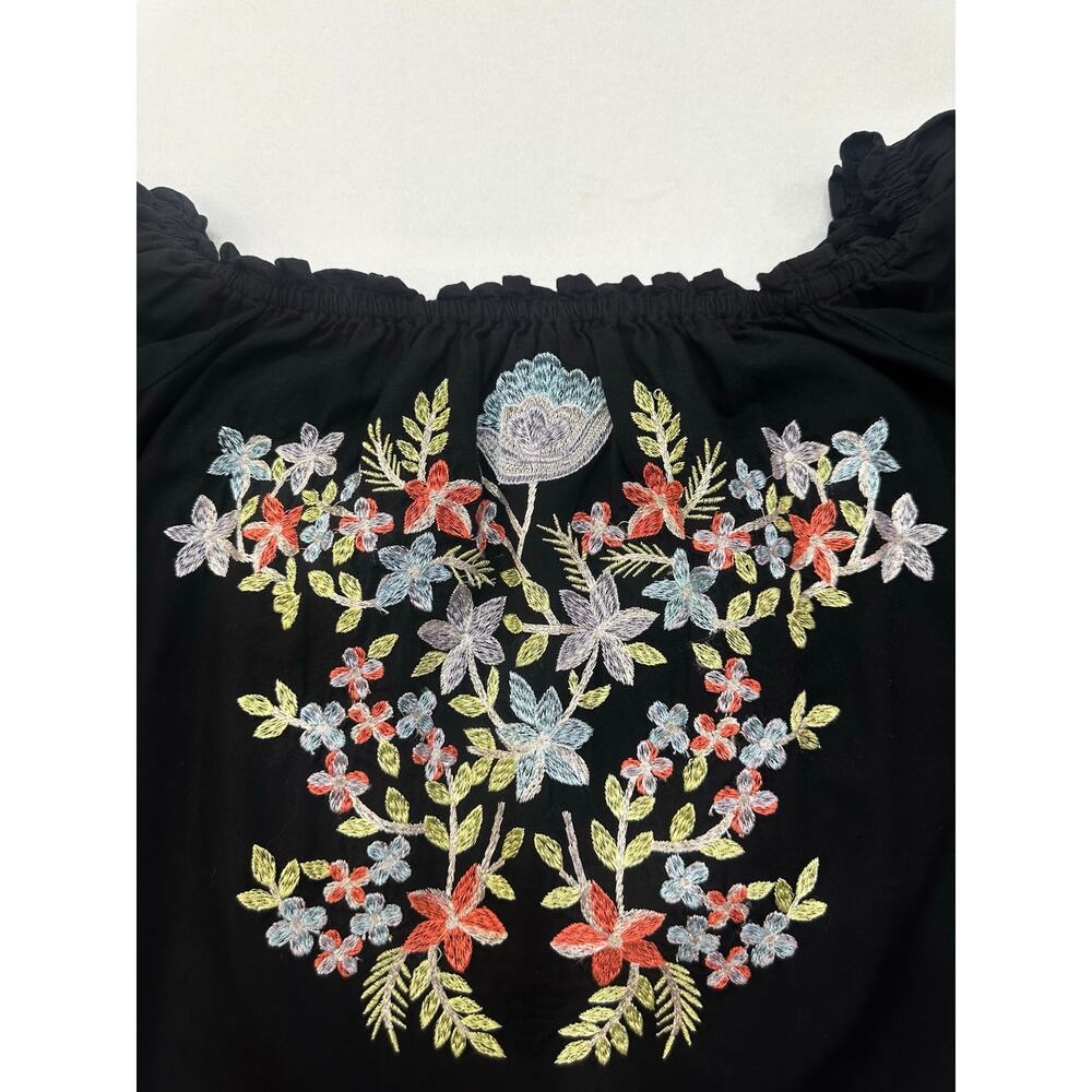 Free People Fleur Du Jour Embroidered Off Shoulder Mini Dress Black Size S - Picture 5 of 10